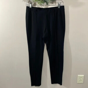 Talbots Pull On Elastic Waistband Ponte Ankle Zip Black Pants S Petite